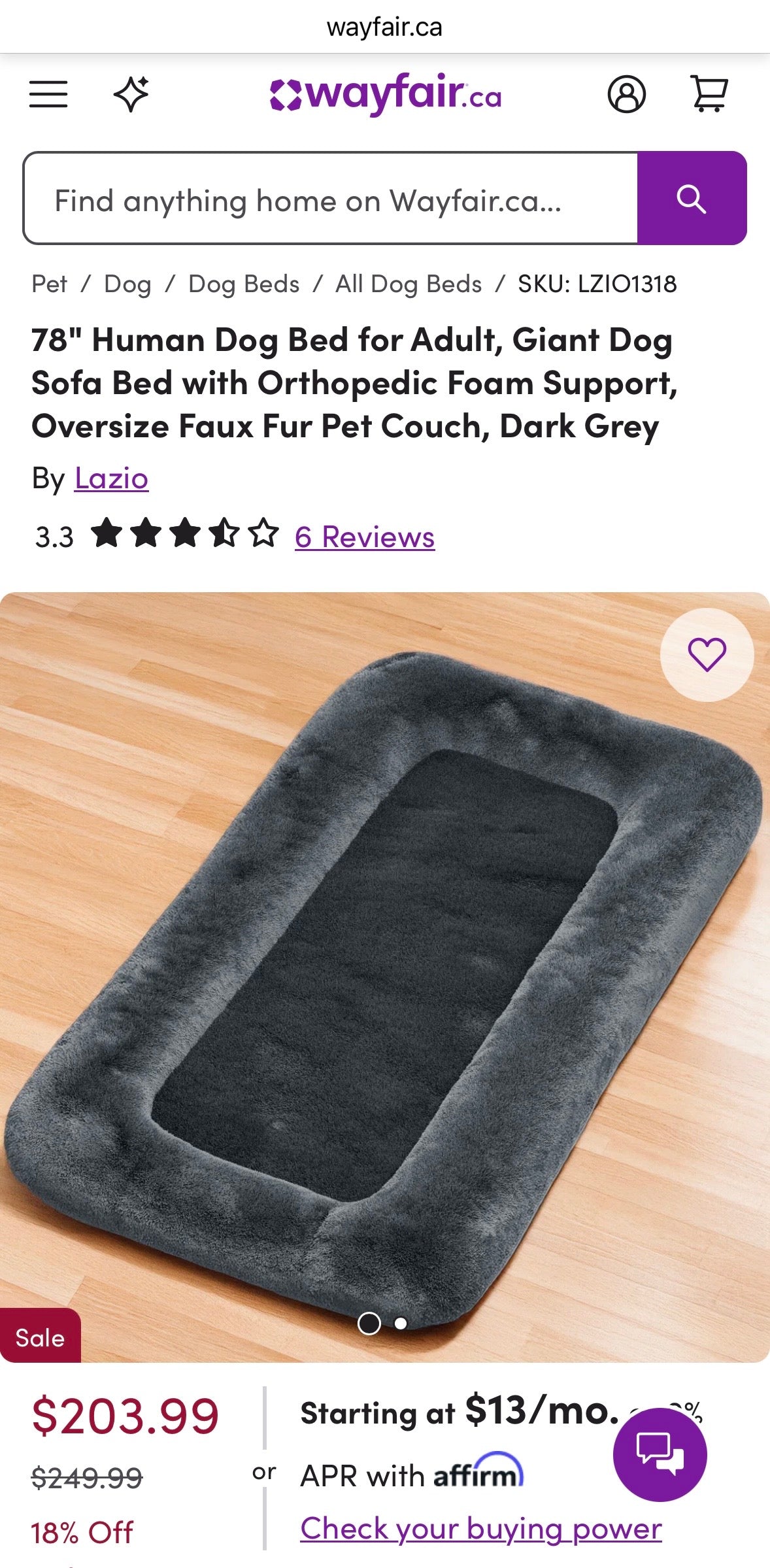 YEFU Human-Sized Memory Foam Dog Bed
