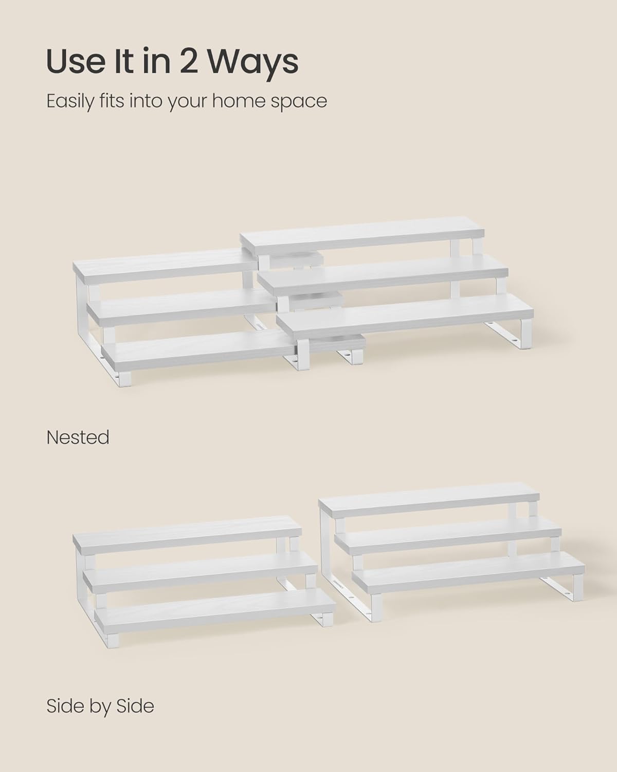 SONGMICS 3-Tier Spice Rack Organizer – Snow White + Cloud White