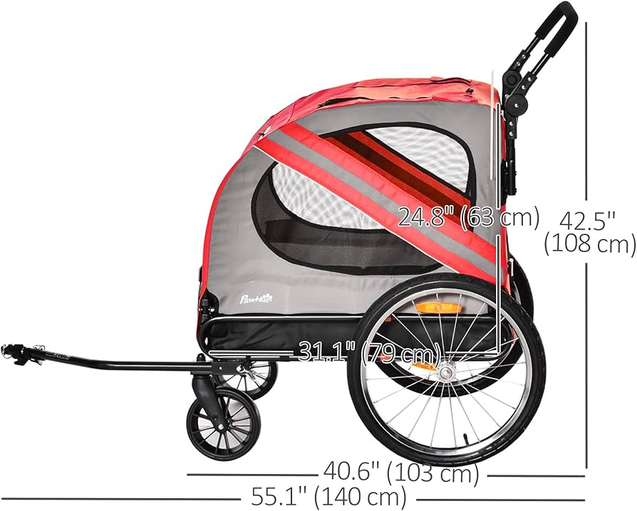 Aosom 2-in-1 Pet Bike Trailer & Stroller