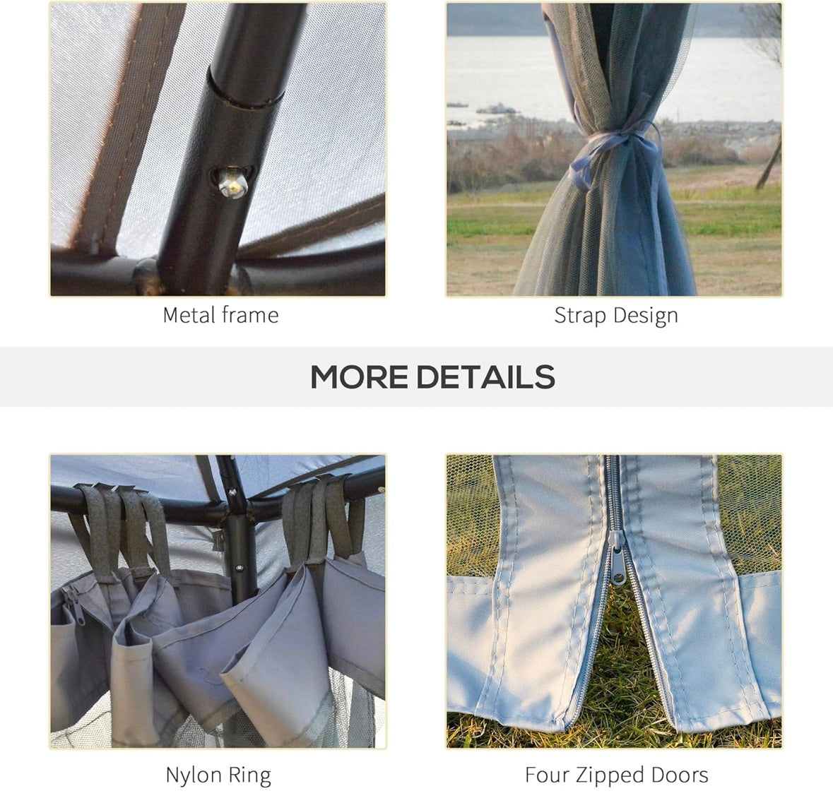 Outsunny 10×10 ft Outdoor Garden Gazebo — Steel Frame with Mosquito Netting, Curtains & Double-Tier Roof (Beige/Black)