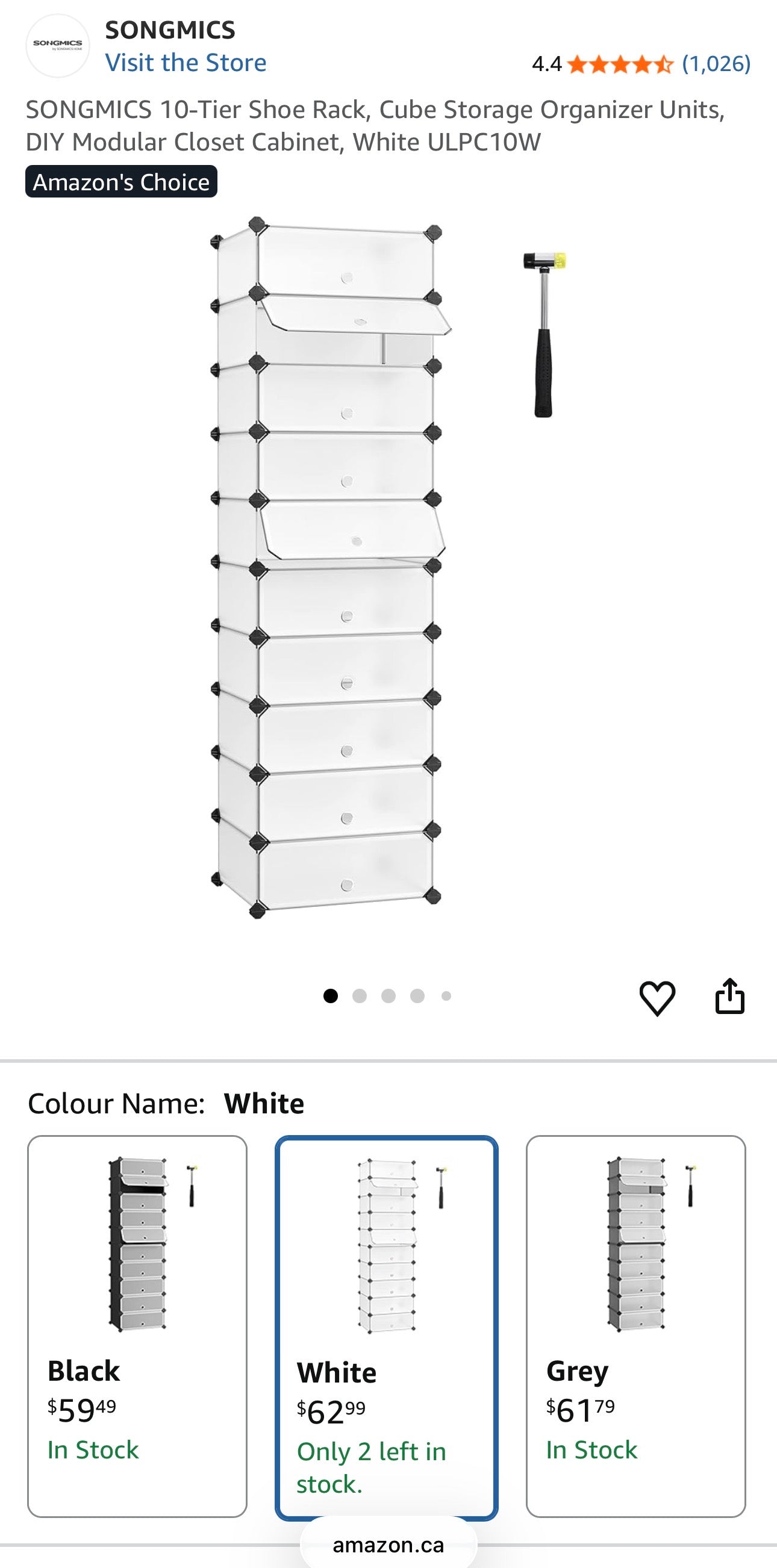 SONGMICS Modular 10-Cube Shoe Rack Organizer