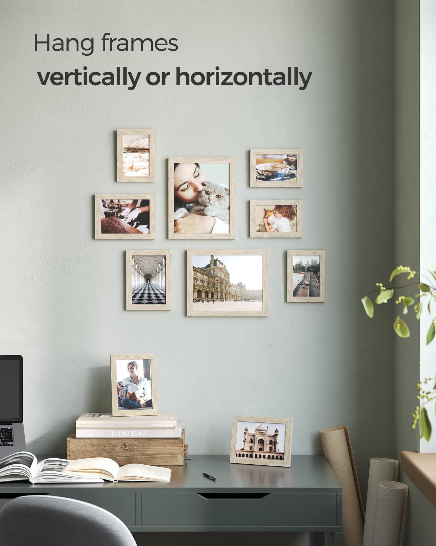 SONGMICS 10-Piece Gallery Wall Picture Frame Set – Natural Beige