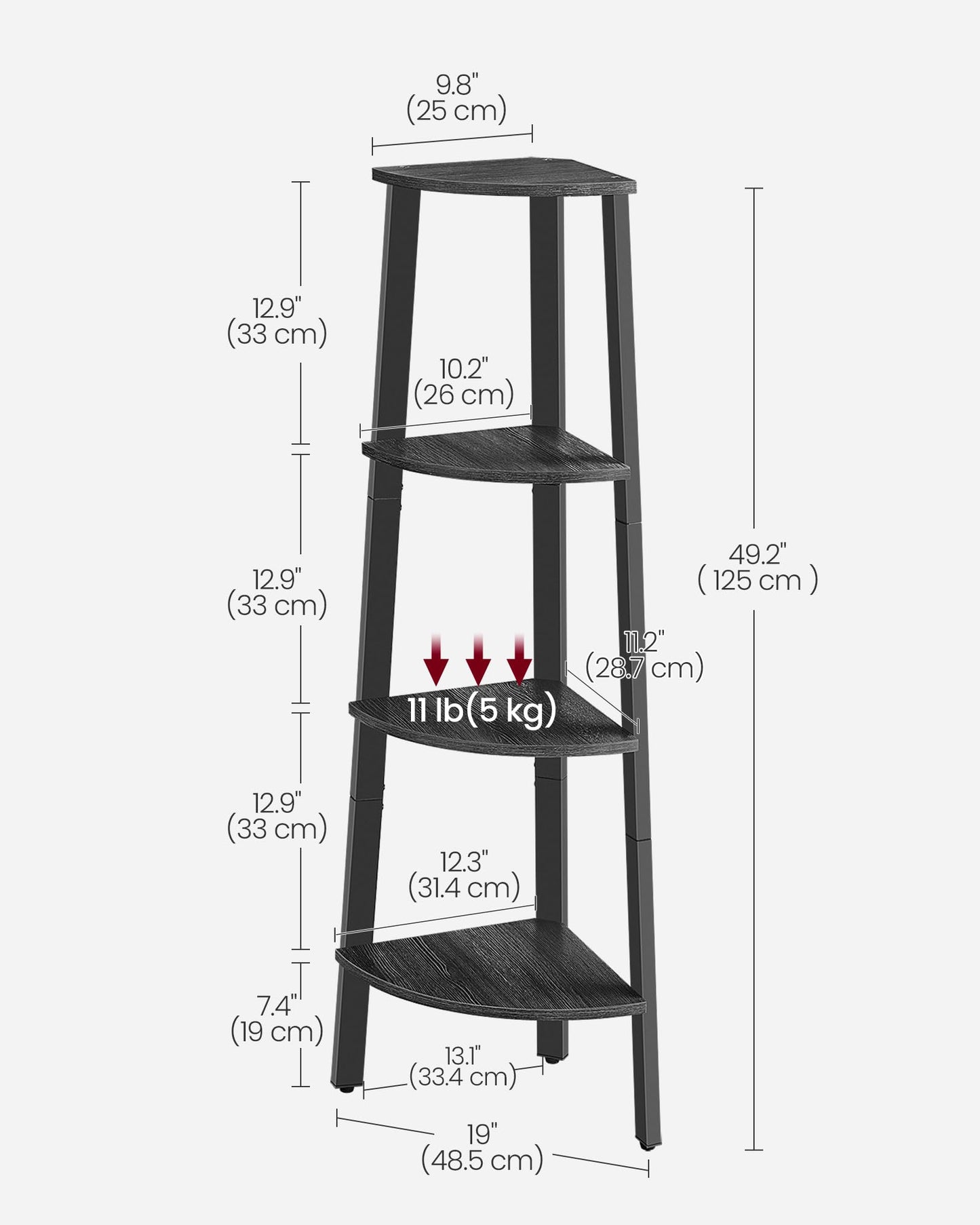 Industrial 4-Tier Corner Shelf