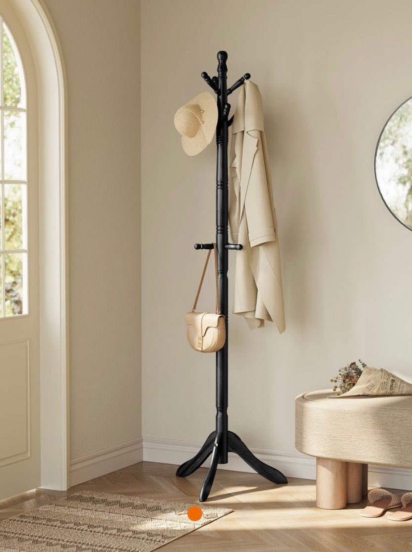 Solid Wood Coat Rack Stand – 10 Hook Freestanding Coat Tree