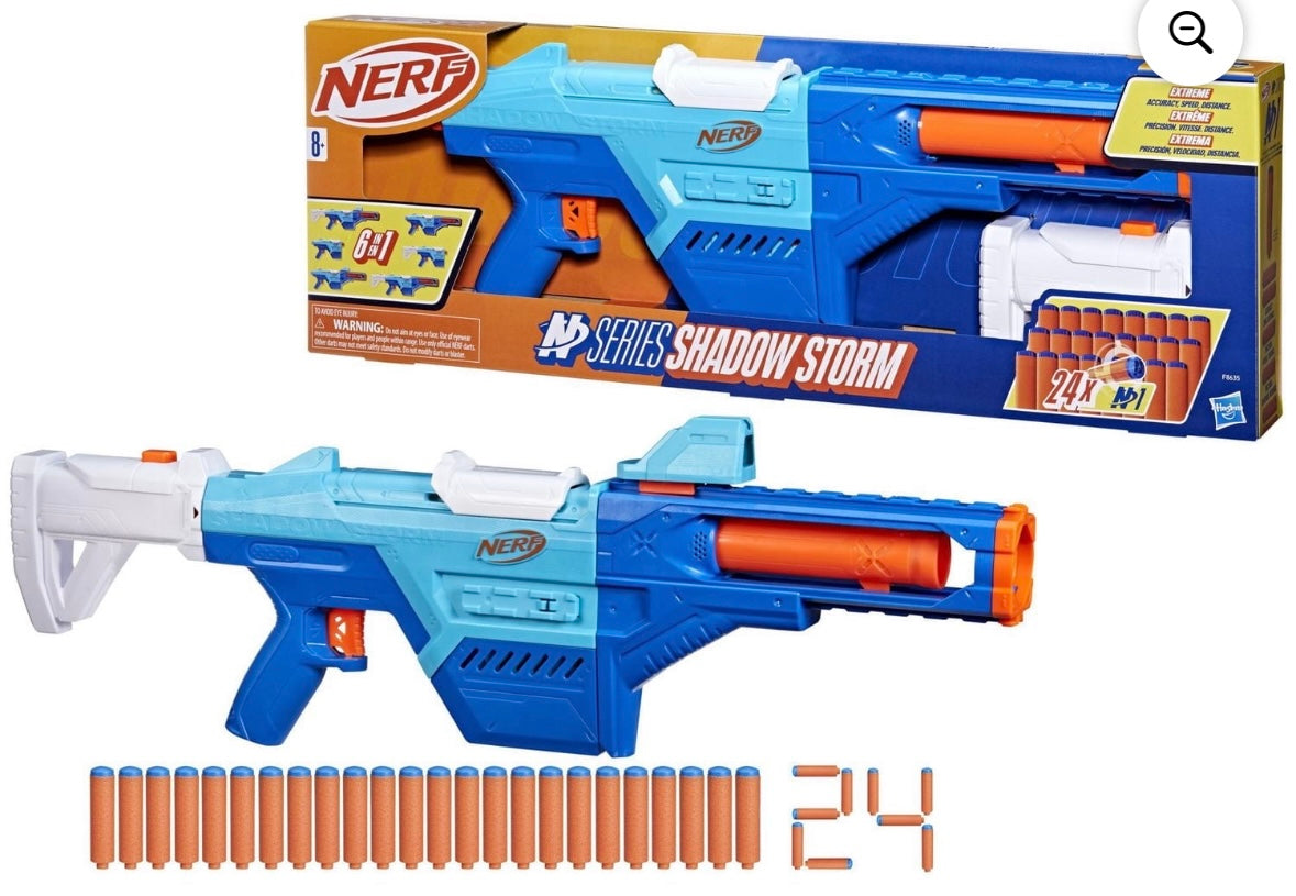 🔫 Nerf N Series Shadow Storm Dart Blaster – 6-in-1 Customizable Set | 24 Elite Darts Included
