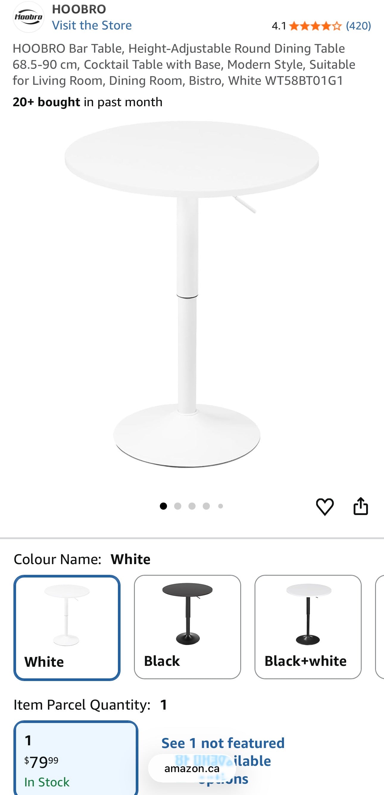 HOOBRO Adjustable Round Bar Table