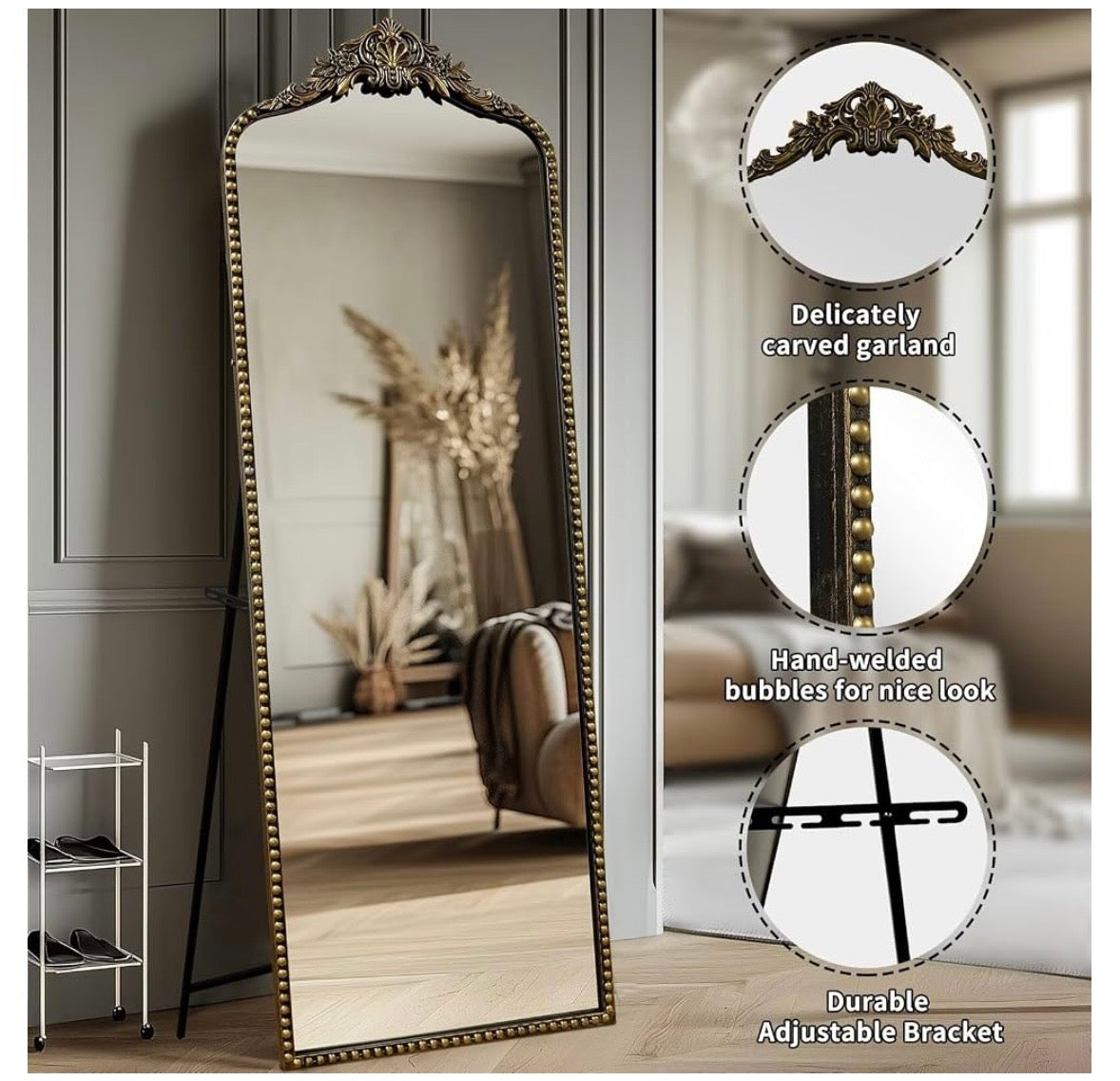 Antique Baroque Full-Length Mirror – Vintage Gold