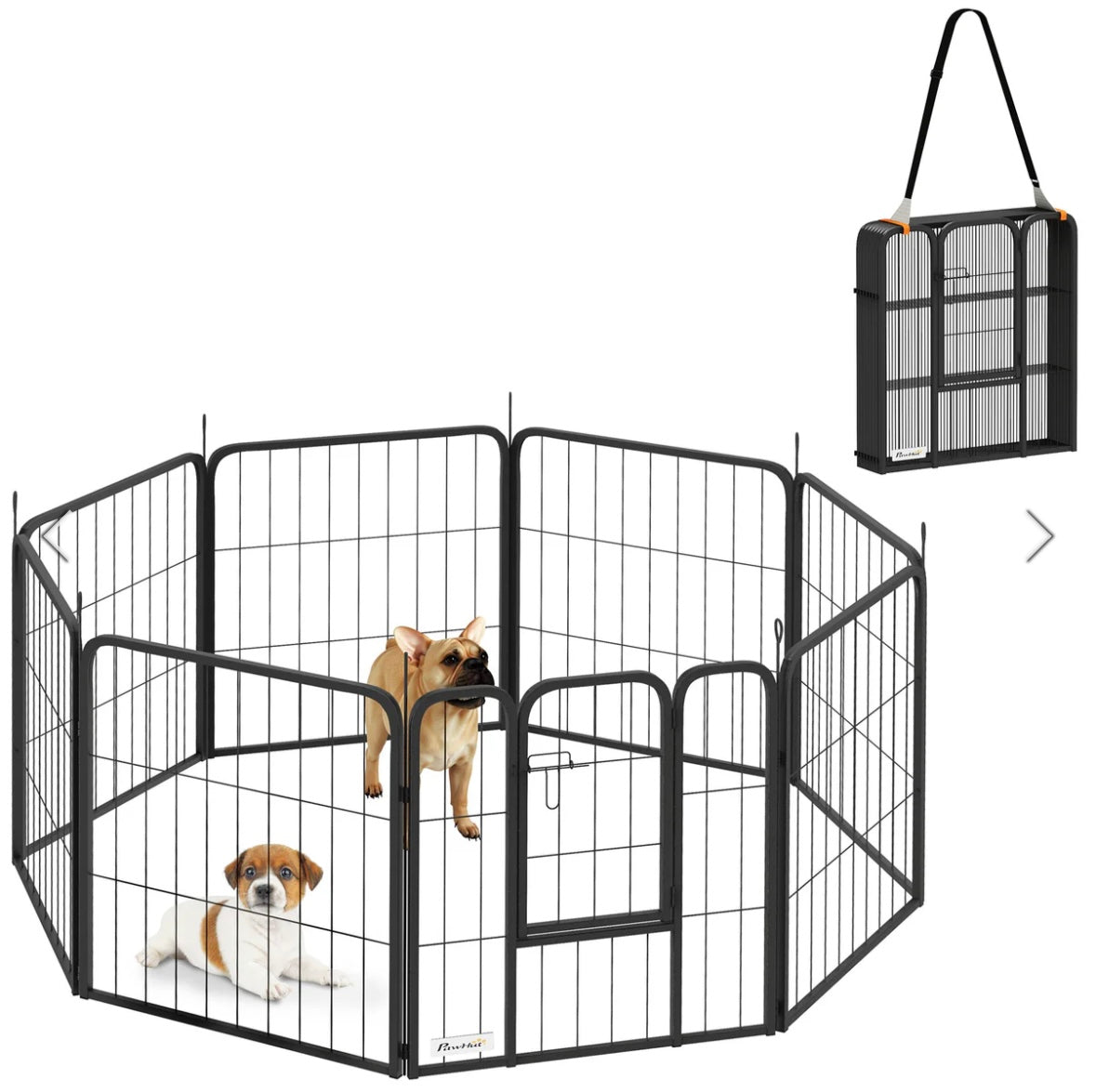 PawHut 8-Panel Foldable Pet Playpen – Indoor/Outdoor Metal Dog Fence with Door & Ground Stakes
