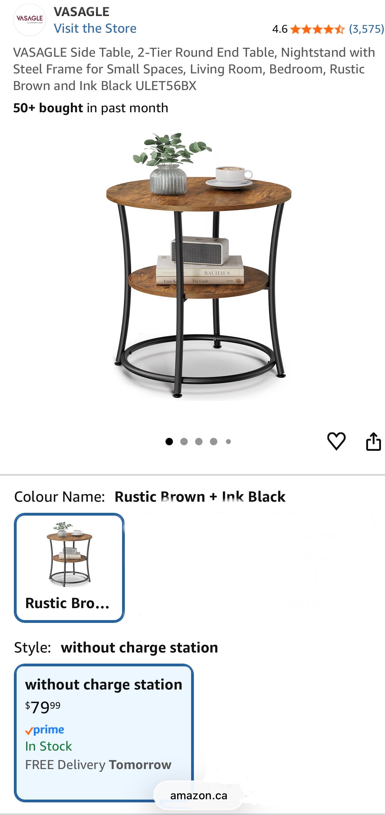 VASAGLE Industrial Round Side Table