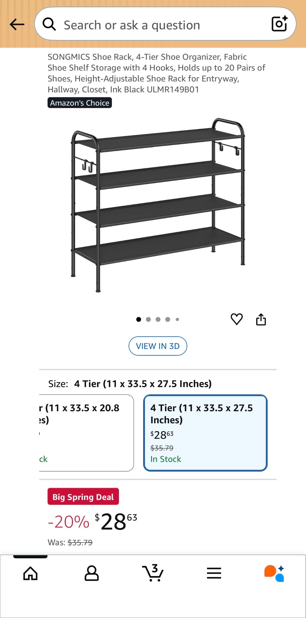 4-Tier Adjustable Shoe Rack with Side Hooks