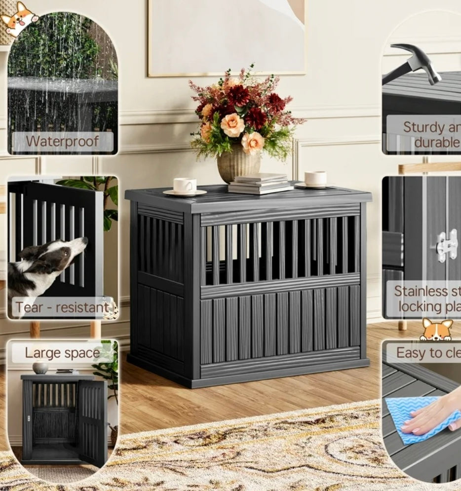Modern Dog Crate End Table – Decorative Pet Kennel Furniture