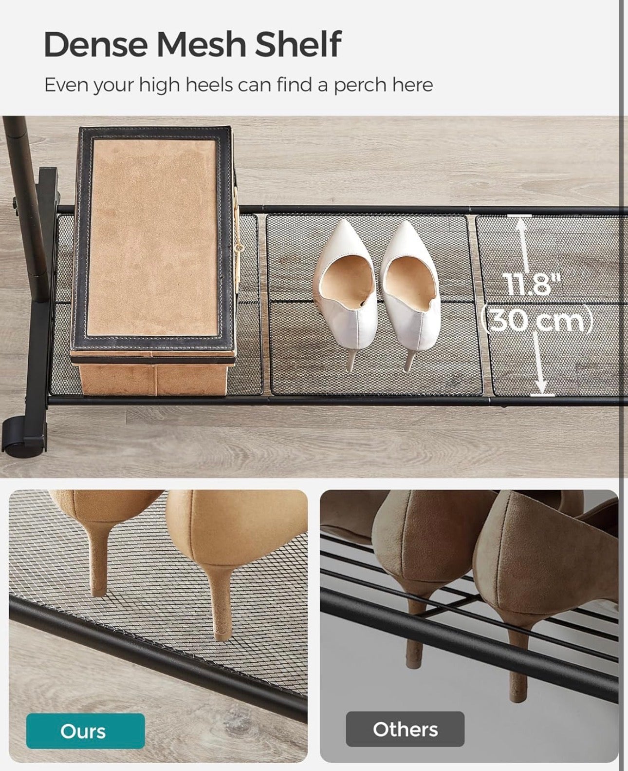 SONGMICS Adjustable Double Clothing Rack with Bottom Shelf