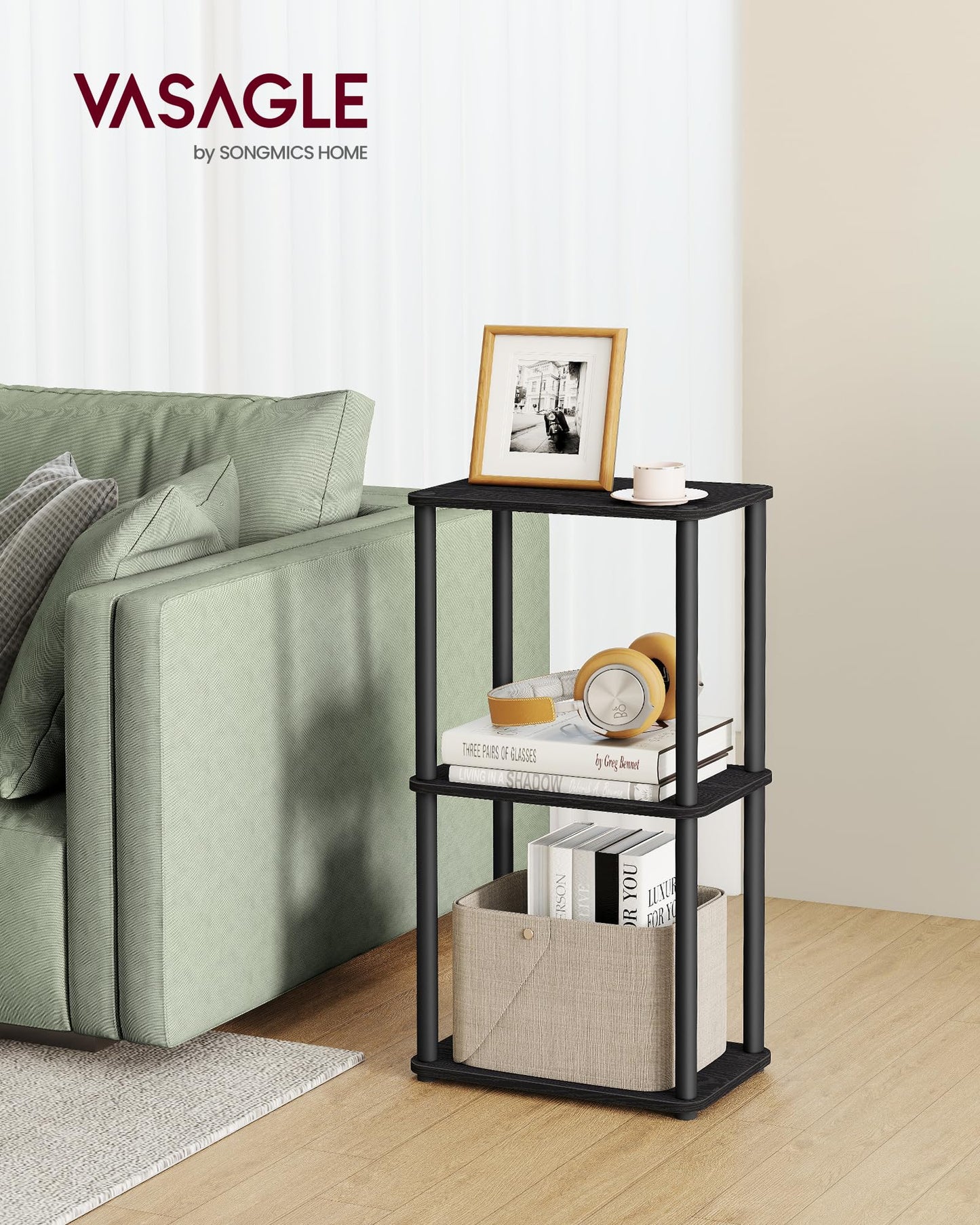 3-Tier Modern Storage Shelf – Ebony Black