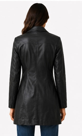 Women’s Longline Leather Jacket - Large