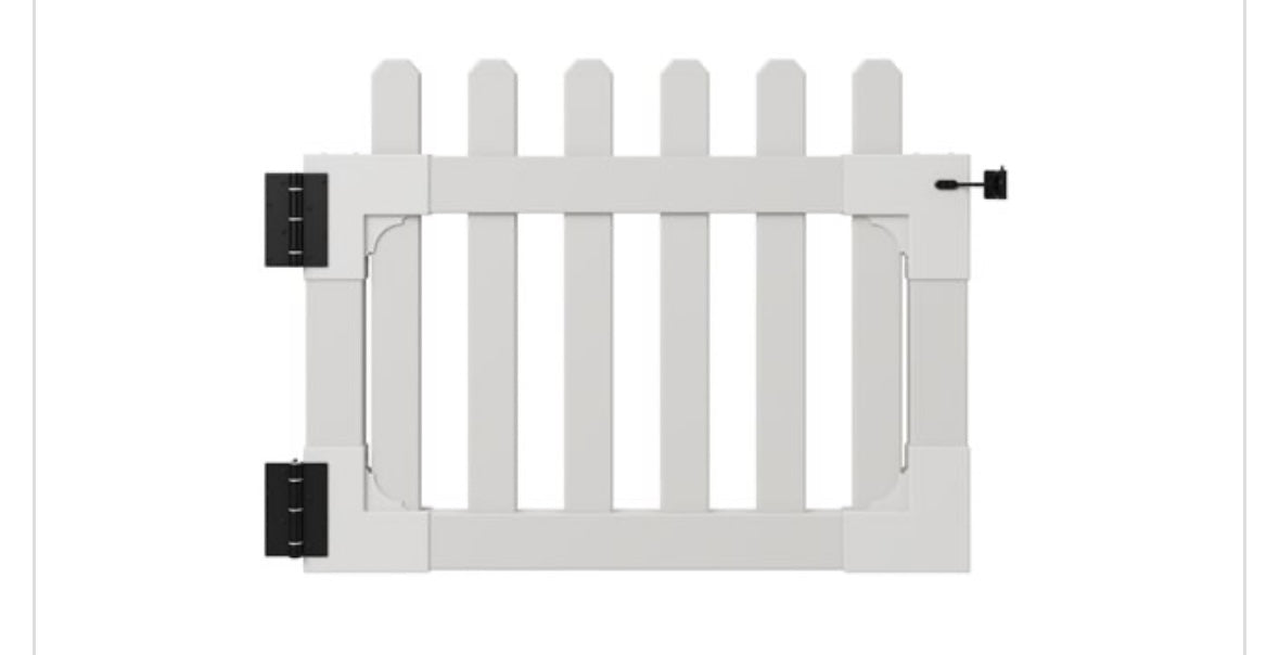 Newport No-Dig Vinyl Picket Gate — 42” Weather-Resistant White Fence Gate