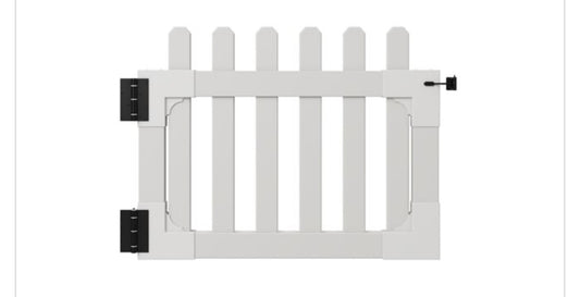 Newport No-Dig Vinyl Picket Gate — 42” Weather-Resistant White Fence Gate