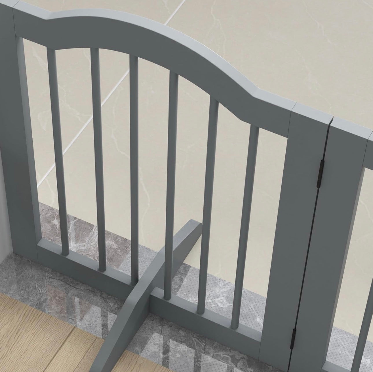 PawHut Freestanding Foldable Wooden Pet Gate