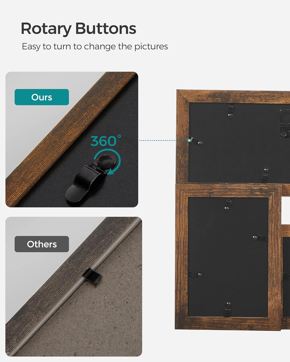 SONGMICS 4-Photo Collage Frame – Rustic Brown (4x6”)
