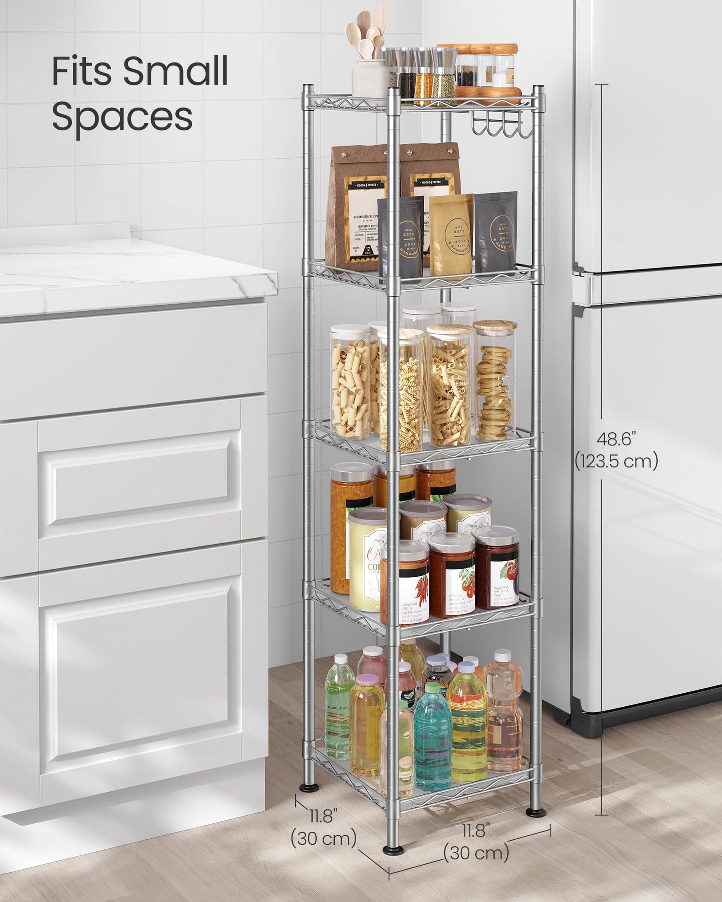 SONGMICS 5-Tier Slim Metal Storage Shelf