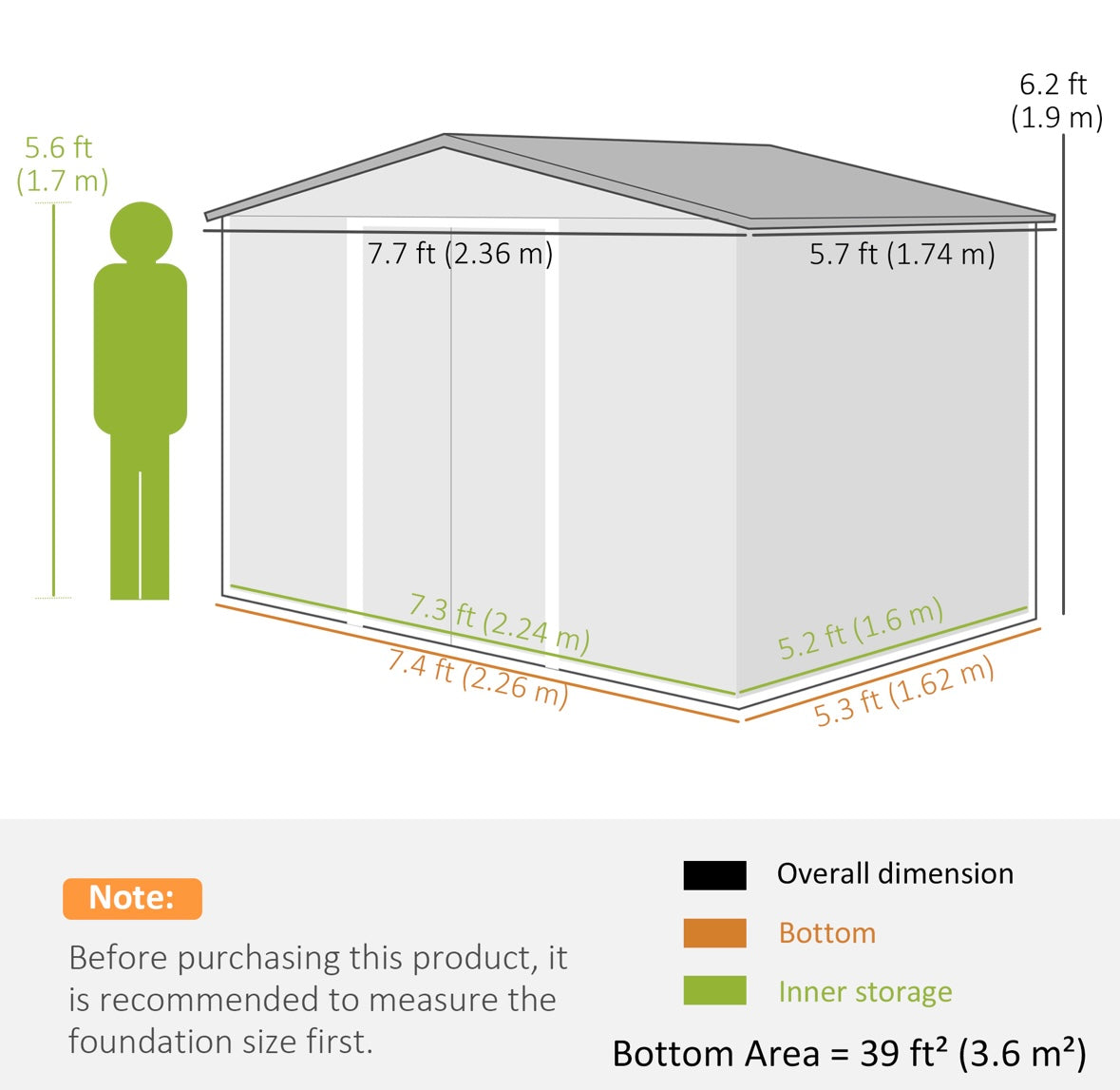 Outsunny 8×6 ft Metal Garden Storage Shed – Waterproof Steel Outdoor Tool Shed with Sliding Doors & Vents
