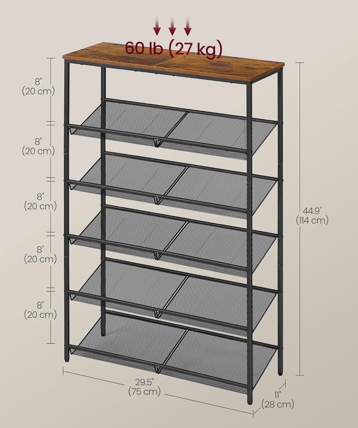 6-Tier Industrial Shoe Rack