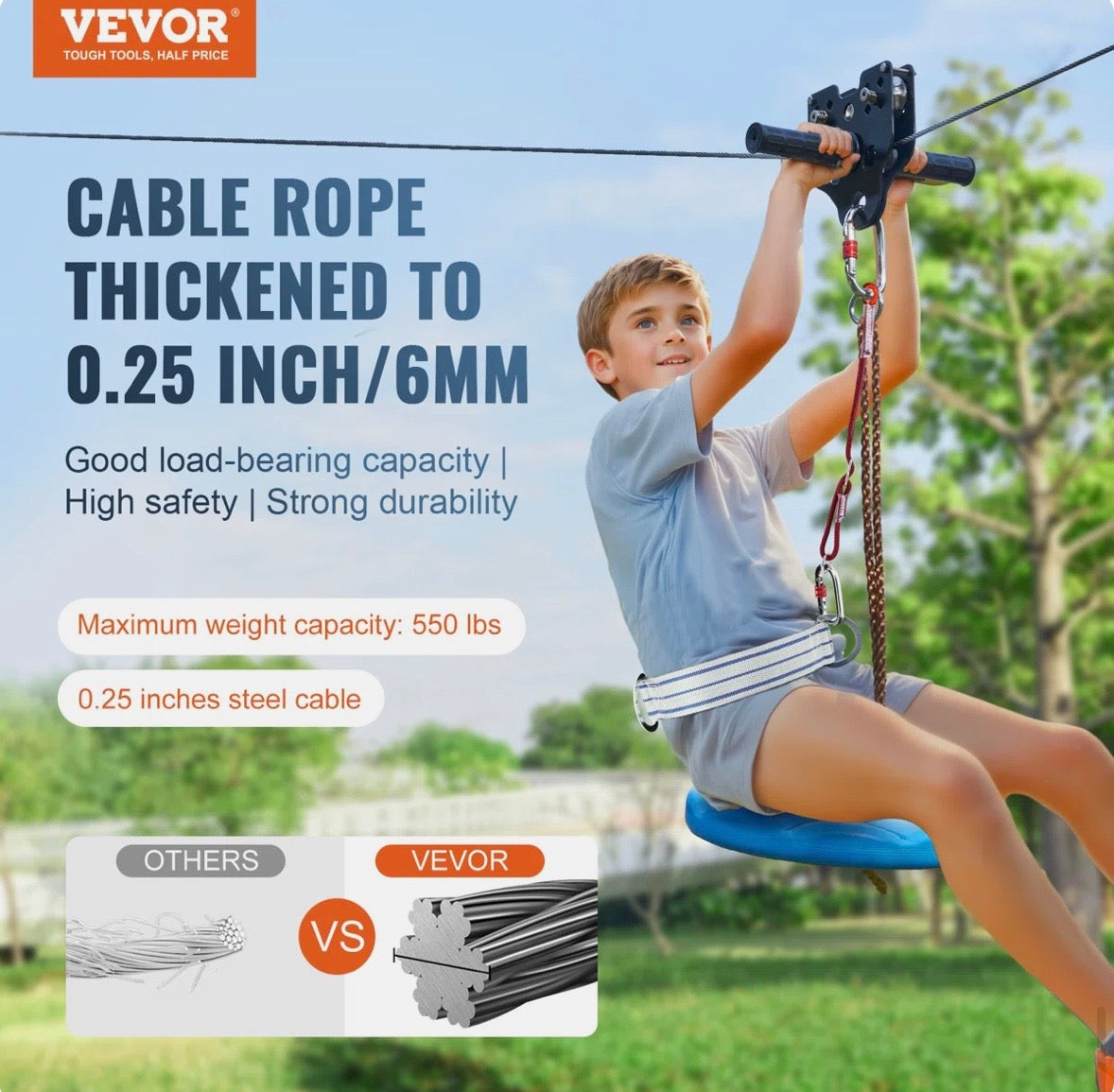 Heavy-Duty Backyard Zip Line Kit