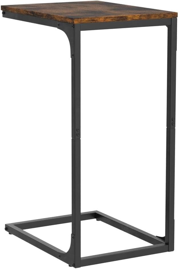 VASAGLE Set of 2 C-Shaped Side Tables – Rustic Brown + Black