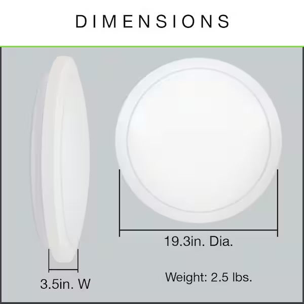 Commercial Electric 20” White Round LED Flush Mount Ceiling Light