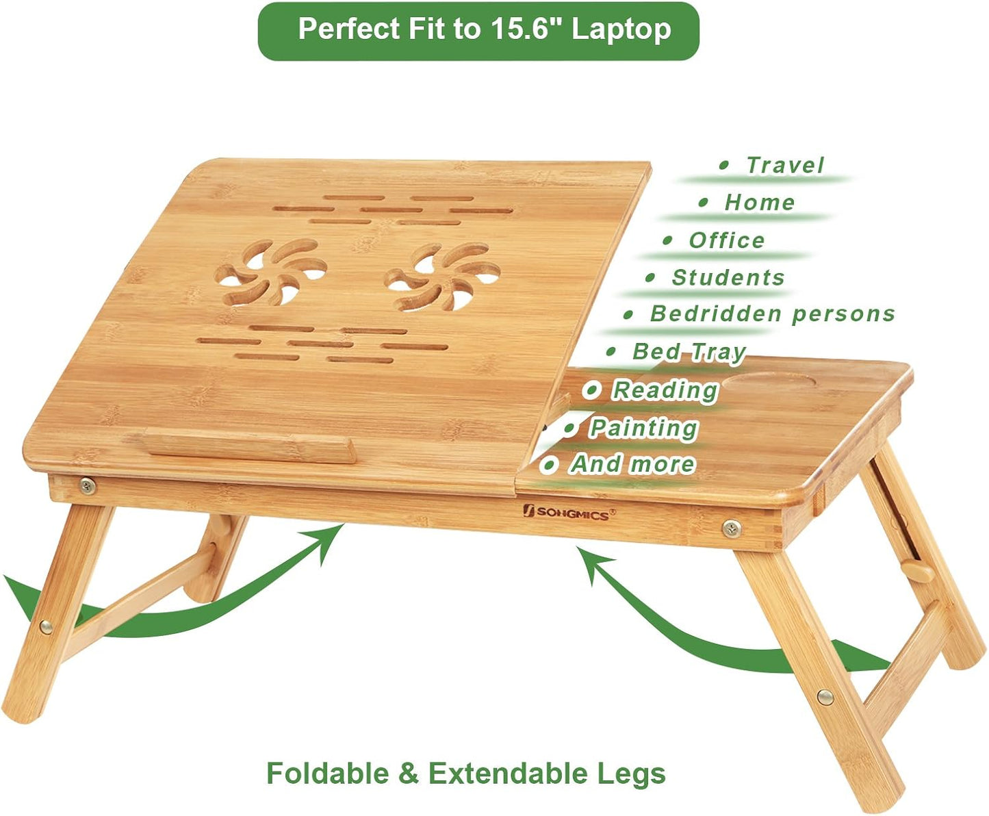 Adjustable Bamboo Lap Desk with Drawer