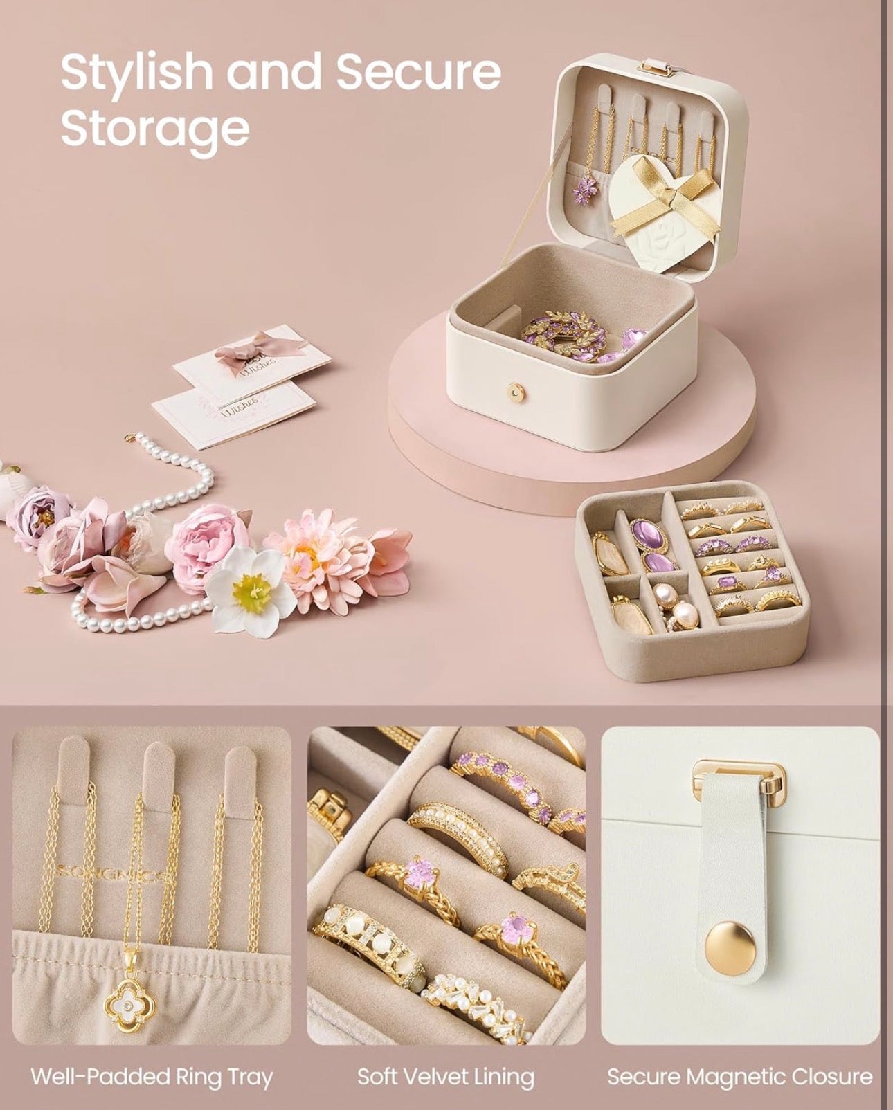 SONGMICS Compact Travel Jewelry Box