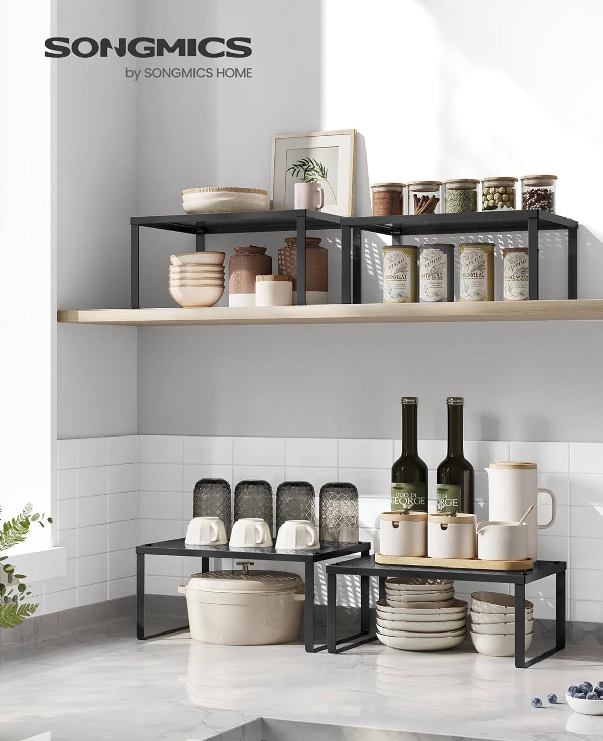 2-Tier Metal Cabinet Shelf Organizers