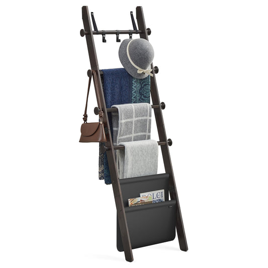 Solid Wood Leaning Blanket & Towel Ladder Rack