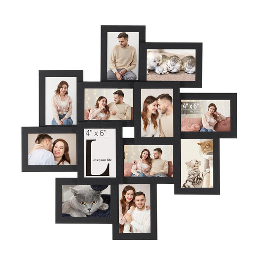 SONGMICS 12-Opening Wall Collage Picture Frame – Ink Black