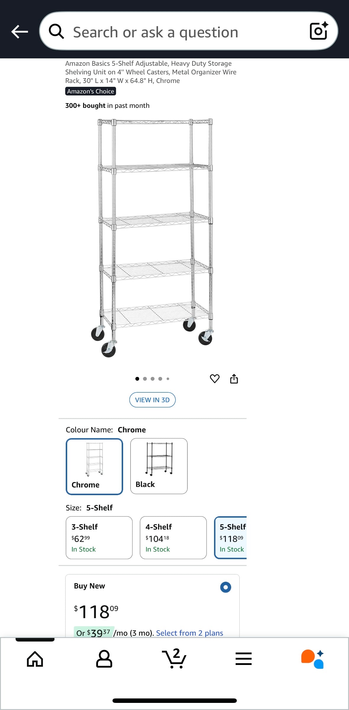 5-Tier Heavy-Duty Adjustable Metal Storage Rack — Chrome Finish (Kitchen / Garage / Utility)