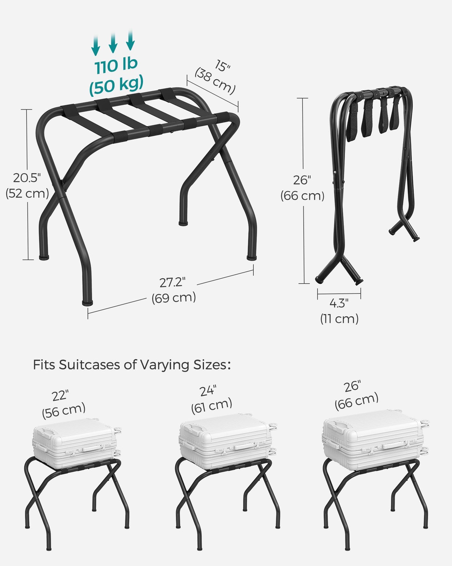 SONGMICS Foldable Luggage Racks – Set of 2