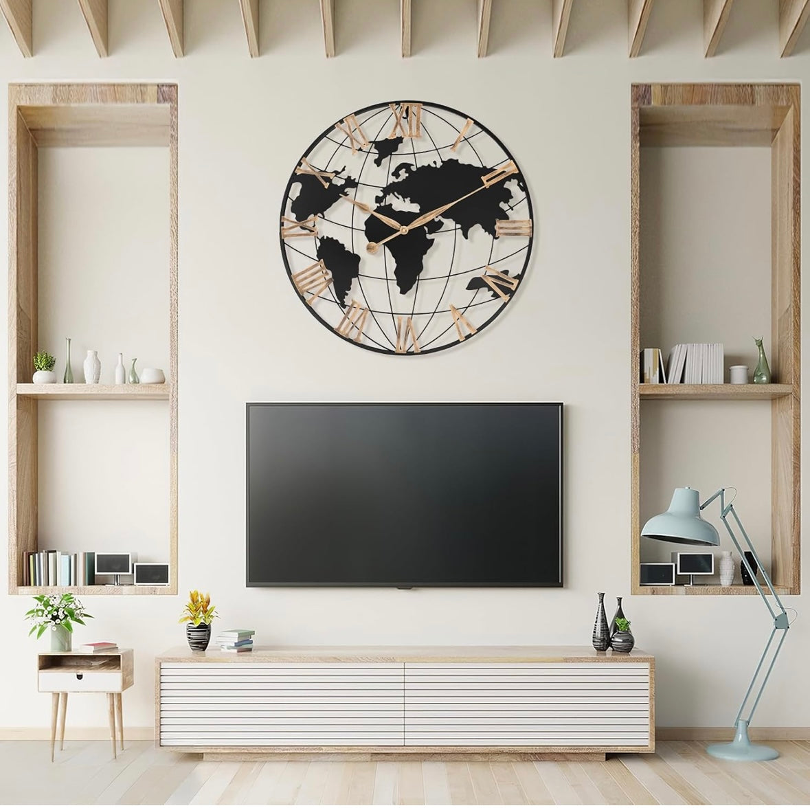 Pytha Sight 30-Inch Gold Roman World Map Wall Clock – 40 % Off Amazon Price!