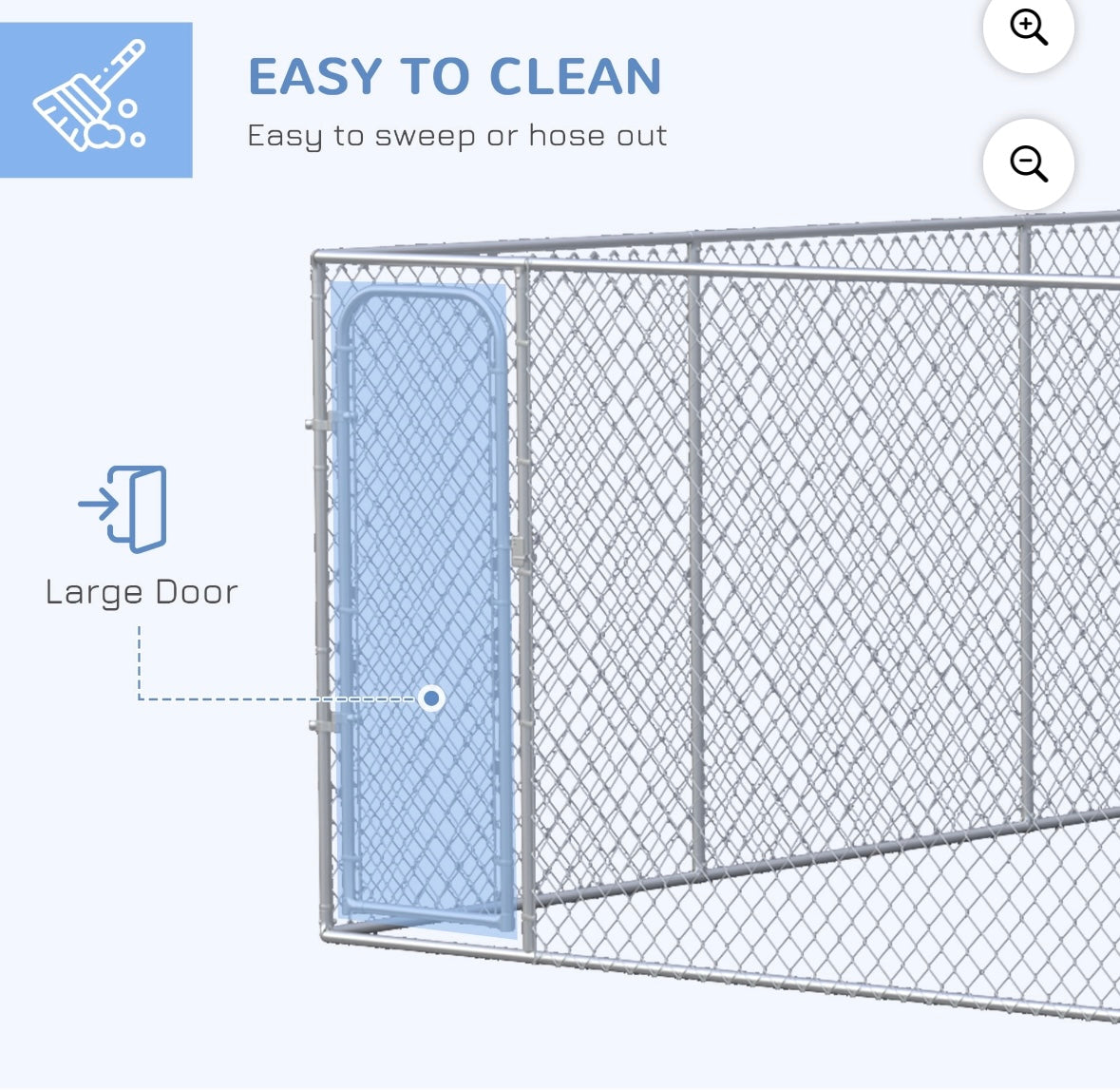 PawHut 15 × 15 ft Outdoor Dog Kennel — Heavy-Duty Chain Link Fence with Lockable Door (Galvanized Steel)