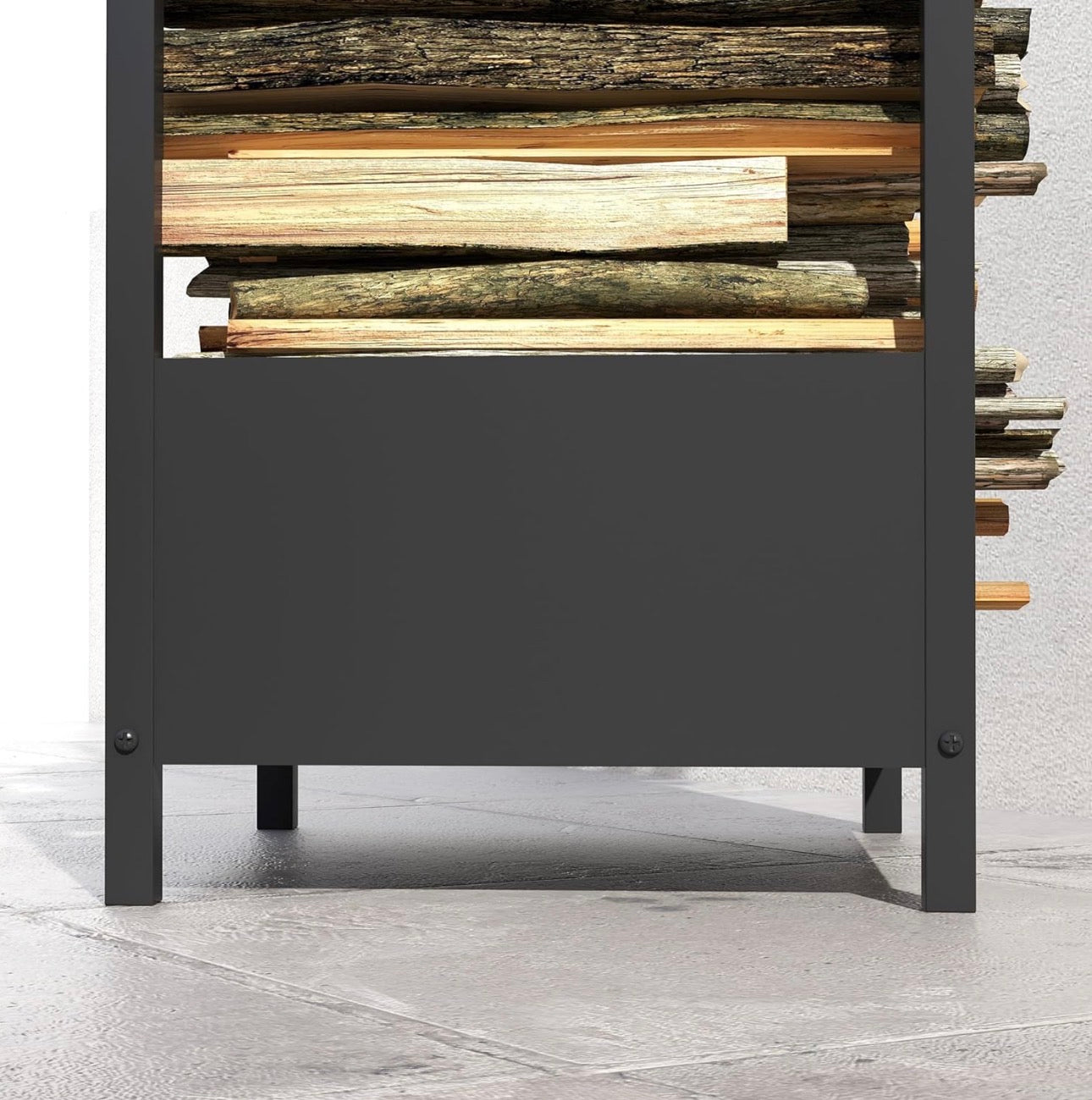 Outsunny Black Steel Firewood Rack