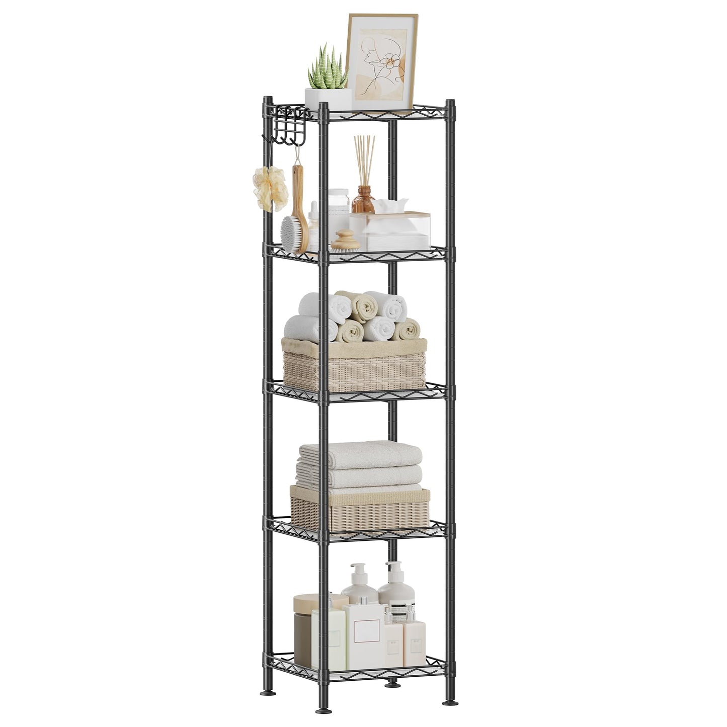 SONGMICS 5-Tier Slim Metal Storage Shelf