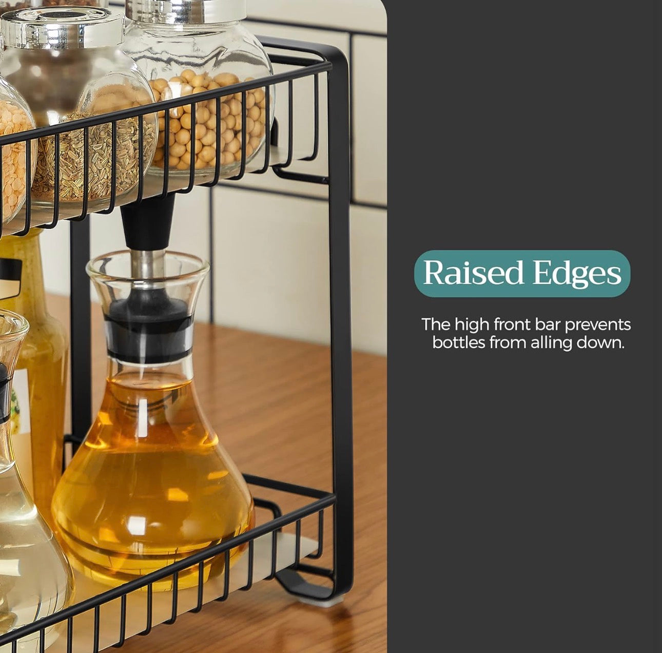 SONGMICS 2-Tier Plastic Spice Rack Organizer