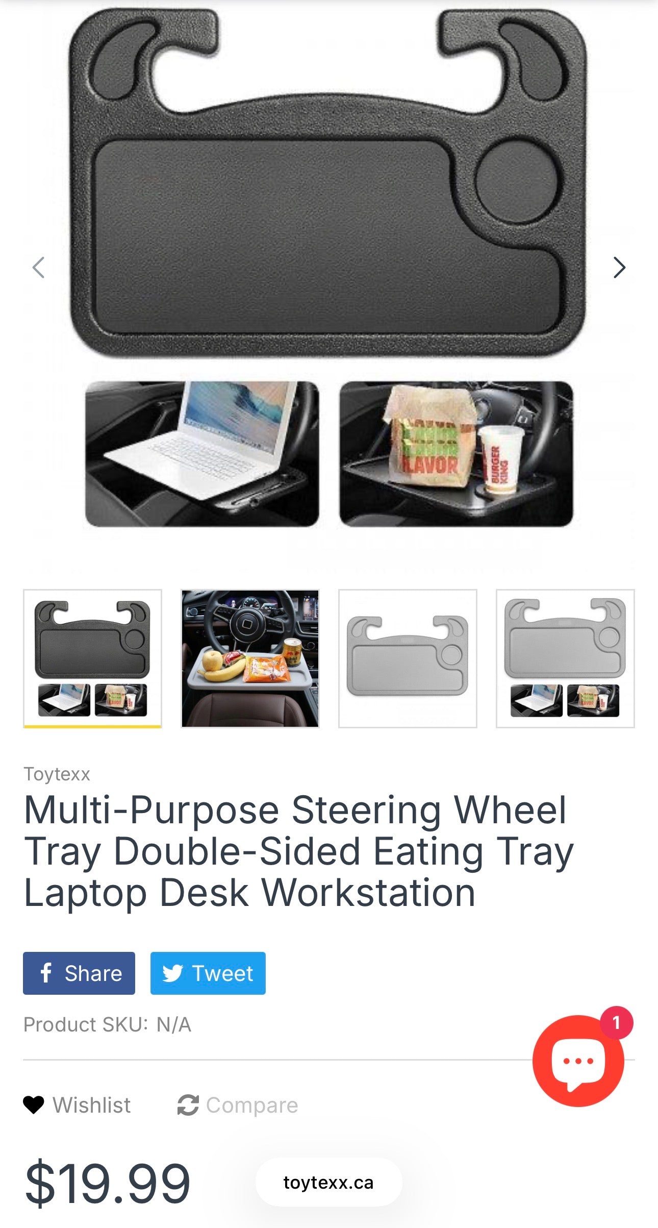 Multi-Purpose Steering Wheel Tray – Car Food Tray & Laptop Desk