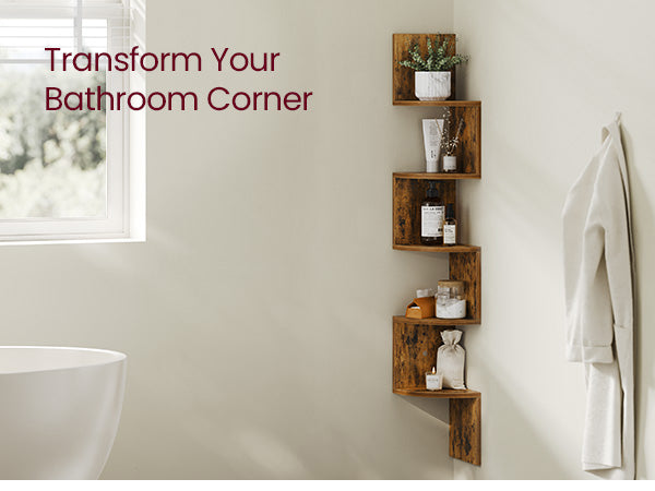 SONGMICS 5-Tier Wall-Mounted Corner Shelf