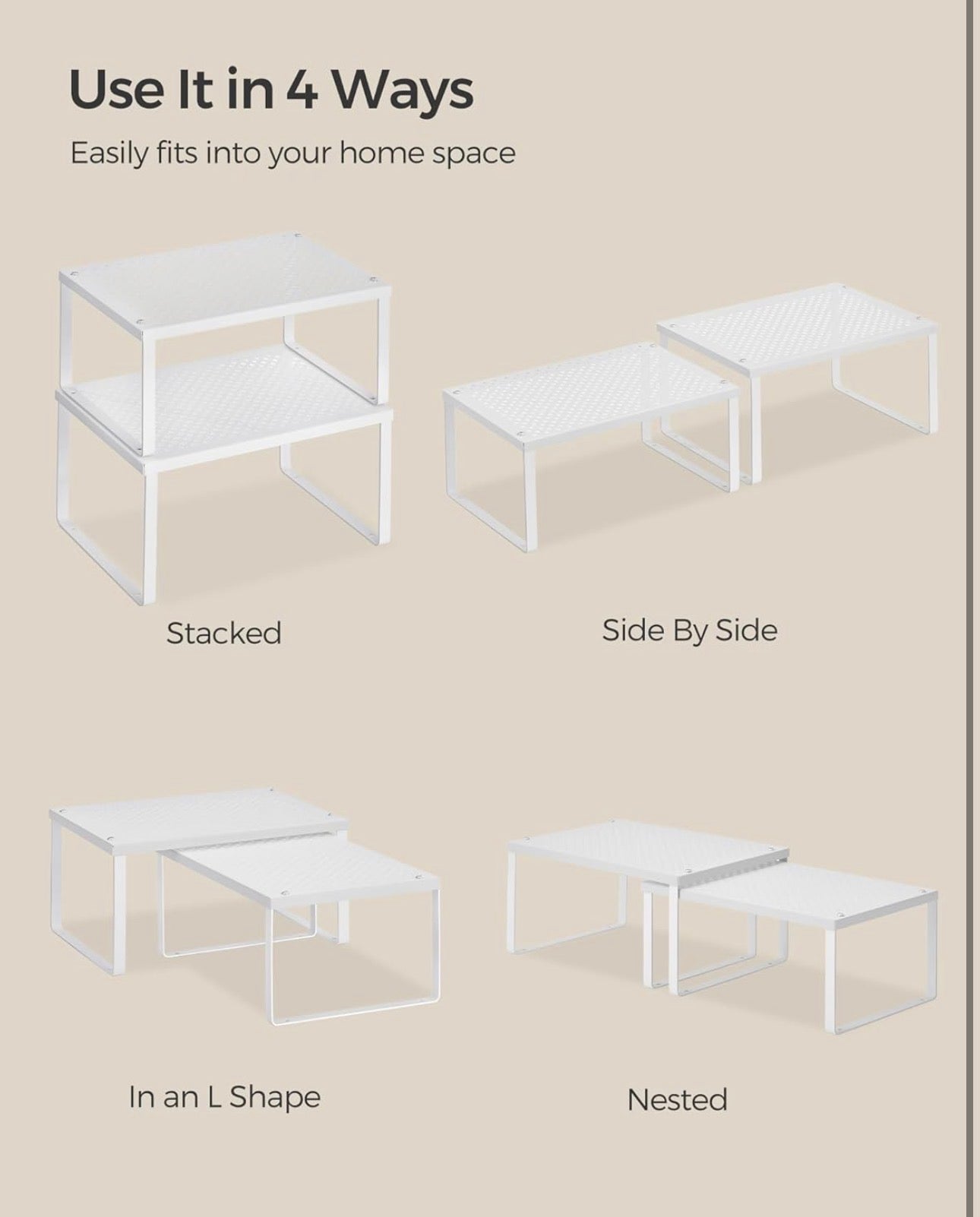 SONGMICS Set of 2 Expandable Metal Cabinet Shelves