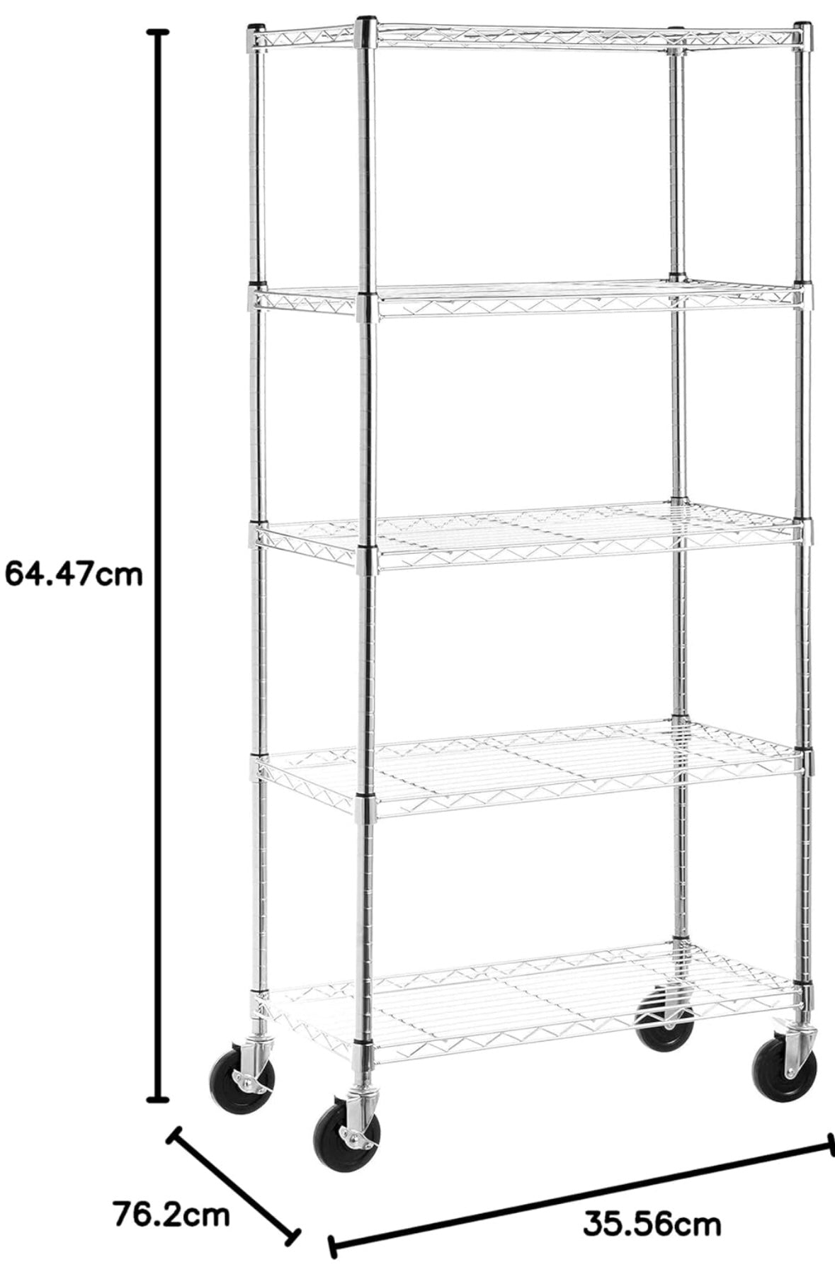 5-Tier Heavy-Duty Adjustable Metal Storage Rack — Chrome Finish (Kitchen / Garage / Utility)