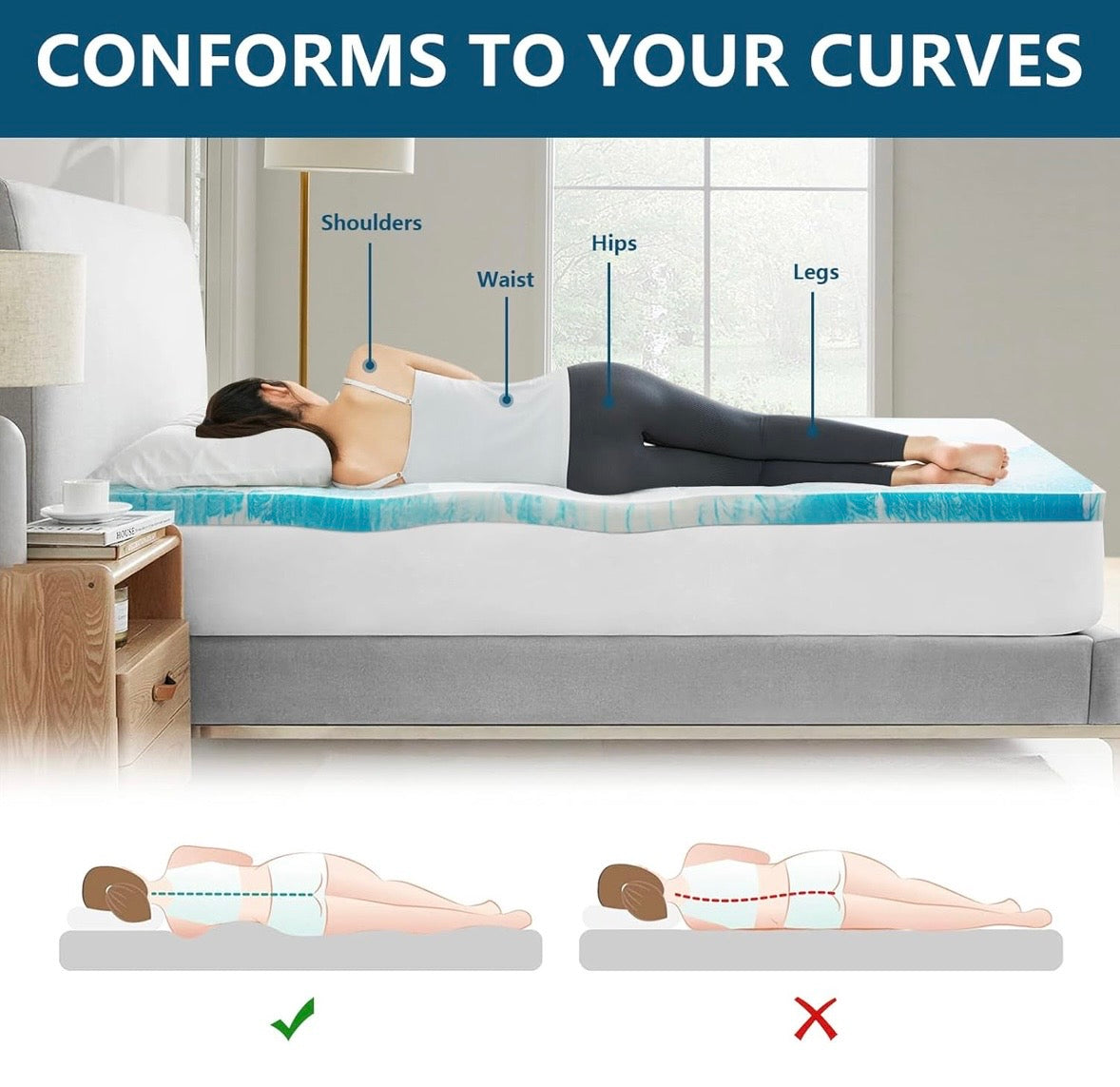 SakuraHome King Memory Foam Mattress Topper