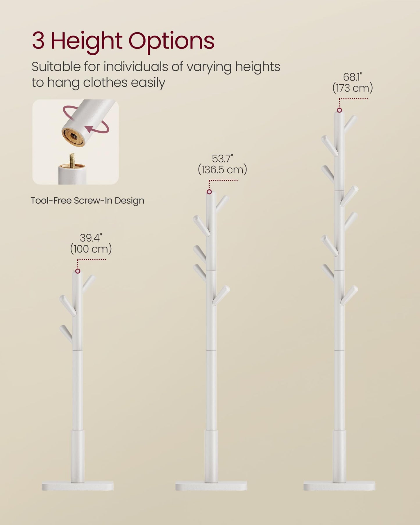 VASAGLE Adjustable Freestanding Coat Rack