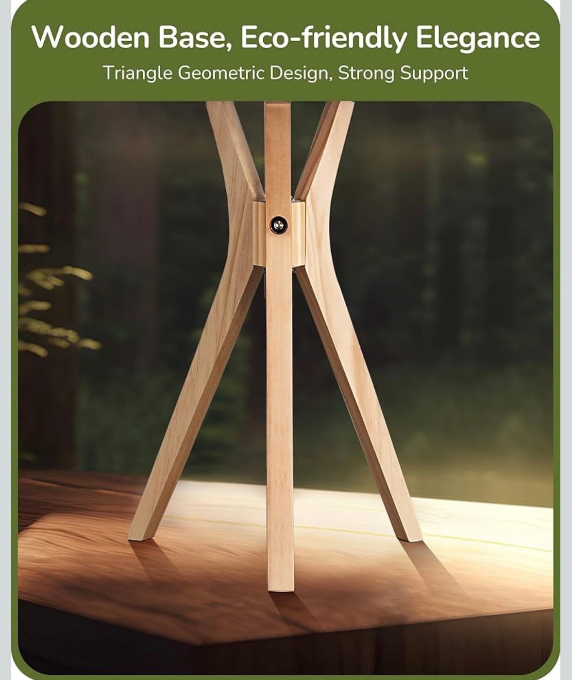 EDISHINE Wooden Tripod Table Lamp – Linen Shade