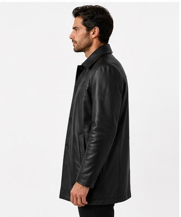 Men’s Classic Black Leather Coat