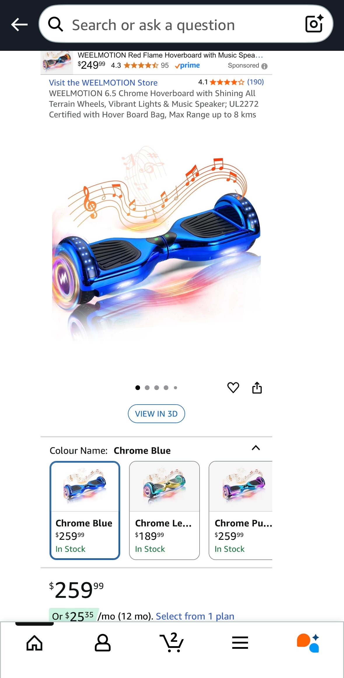 WEELMOTION Chrome Blue Hoverboard with LED Lights & Bluetooth Speaker – 40% Off Amazon Price!