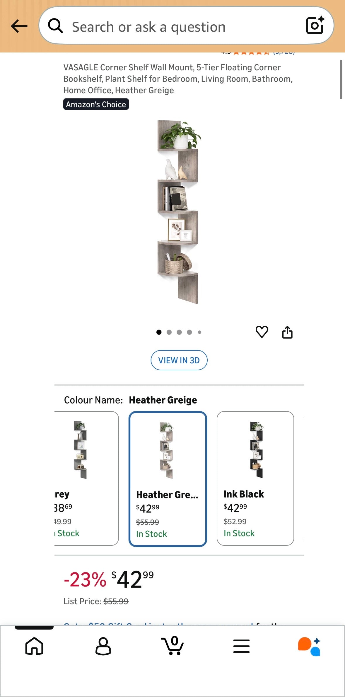 Modern 5-Tier Wall Mounted Corner Shelf